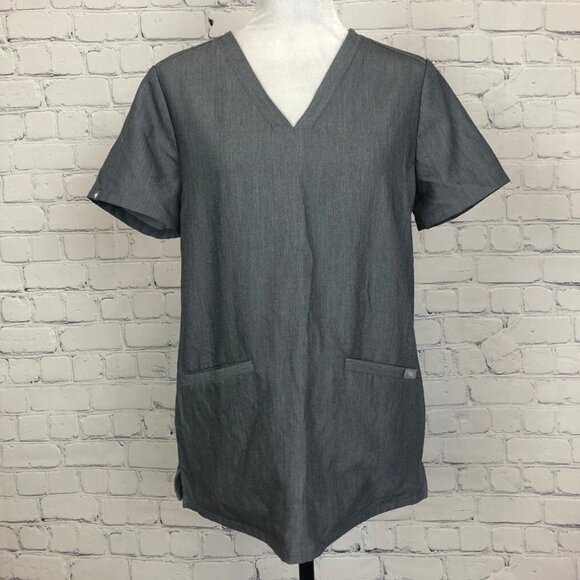 Figs Womens Casma Three-Pocket Scrub Top Size S Heather Gray - Picture 1 of 7